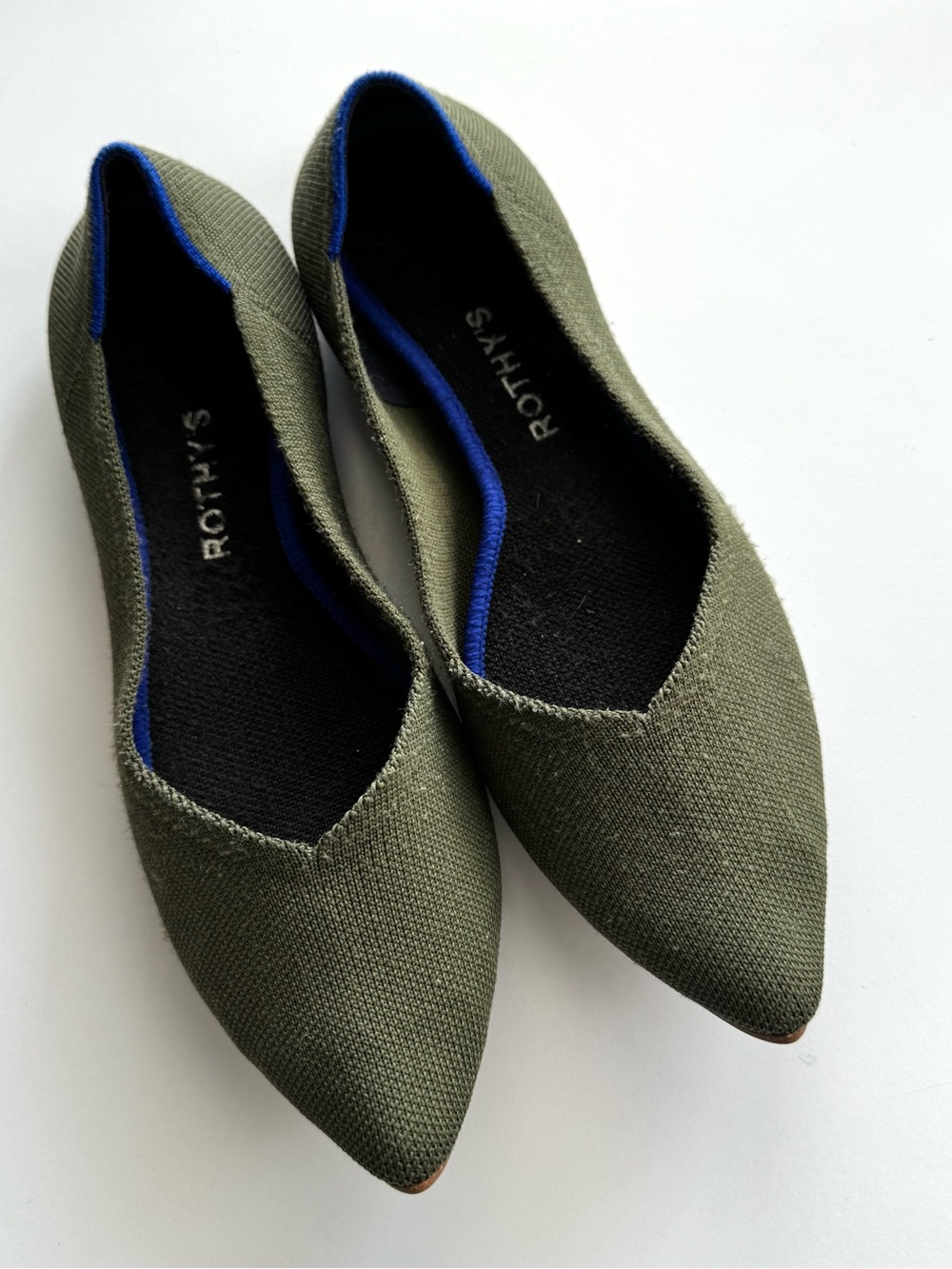 Rothys Shoes Women’s Sz 11 Olive Green Retired Pointed Toe Willow Slip On Flats